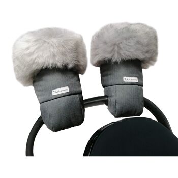 Gants de poussette Warmmuff 7AM : chauds et pratiques, gris chiné Tundra – parfaits pour les promenades hivernales – couleur gris chiné Tundra 4