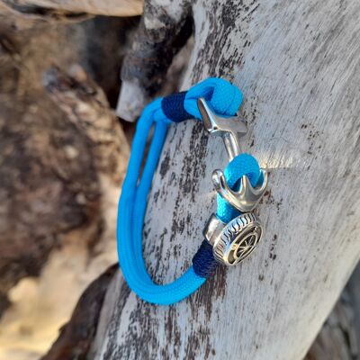 Bracelet ancre et bouton azur