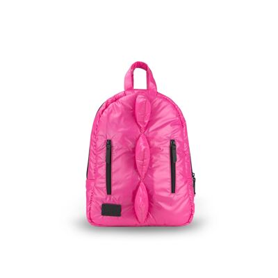 Mini Dino - 7AM Enfant: Backpack with Soft Padded Spikes, Exterior Pockets, Water Repellent Cover and Fun Versatility - Hot Pink
