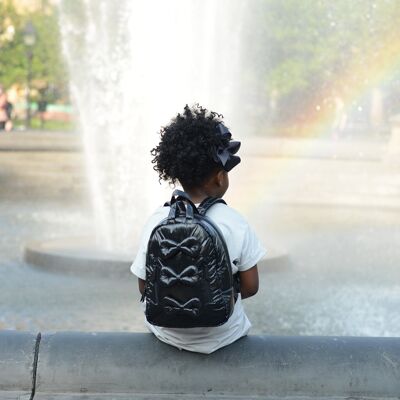 Mini Bows – Schwarz – 7AM Enfant: Rucksack mit gepolsterten Bändern, Außentaschen, wasserabweisendem Bezug und Vielseitigkeit – Schwarz