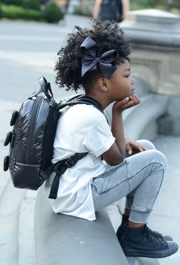 Mini Bows - Noir - 7AM Enfant : Sac à dos avec attaches rembourrées, poches extérieures, housse déperlante et polyvalence - Noir 2
