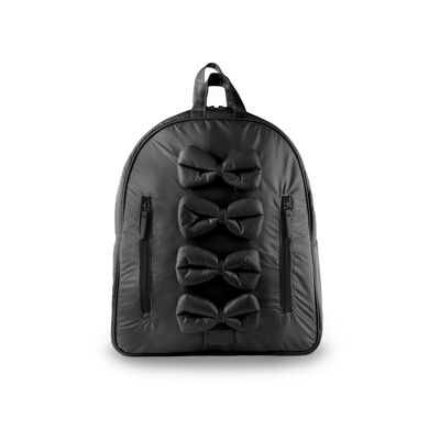 Midi Bows - Black - 7AM Enfant: Backpack with Padded Ties, Exterior Pockets, Water Repellent Cover and Versatility - Black