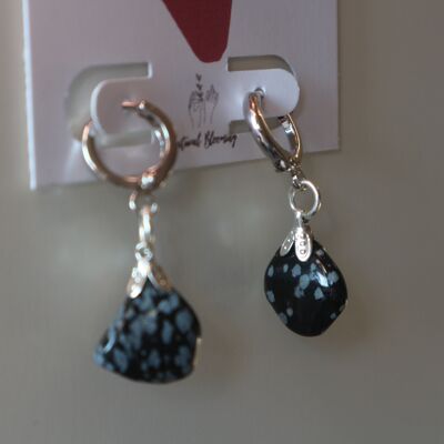 Gemstone earrings - Natural Blooming | Snowflake Obsidian