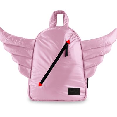 MINI Wings 7AM Backpack: Padded Wings, Exterior Diagonal Pocket, Water Repellent Cover, Washable - Blush