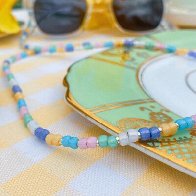 Catena per occhiali multicolore - fatta a mano - con perline