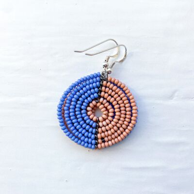 Half Moon - Handmade in Nairobi - Circle Earrings - Light Blue and Pink