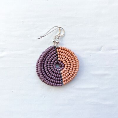 Half Moon - Handmade in Nairobi - Circle Earrings - Purple and Pink