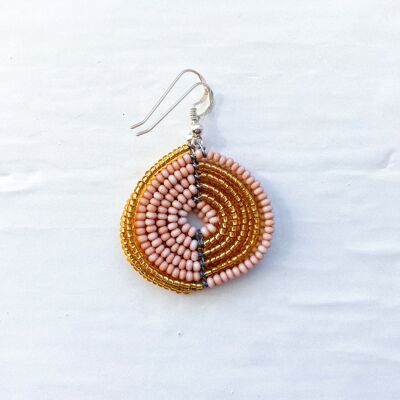 Half Moon - Handmade in Nairobi - Circle Earrings - Pink and Gold