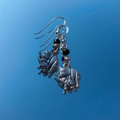 Elephant Baby Charm - Drop - Silver Earrings
