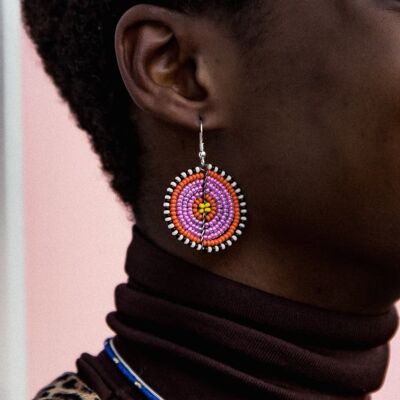 Pink & Yellow - Circle Earrings
