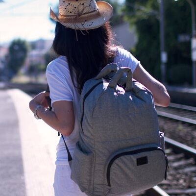 7AM BK718 Changing Backpack: Light and Versatile, Inspired by Brooklyn, the Heart of Diversity - Heather Gray
