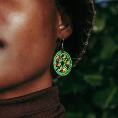 Green - Handmade in Nairobi - Circle Earrings