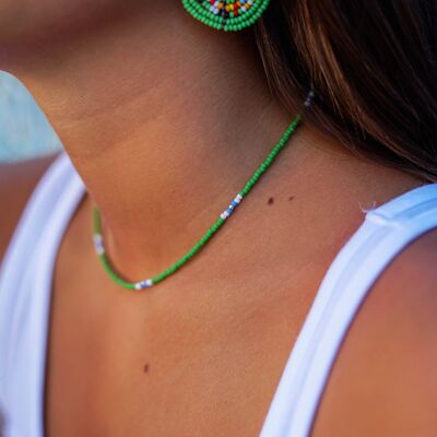 Colourful - Boho - Beaded Necklace - Green