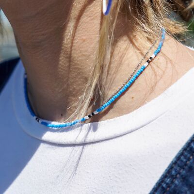 Colourful - Boho - Beaded Necklace - Blue