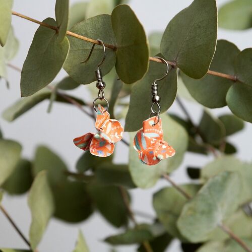 Boucles d'oreilles origami - Couple de papillons oranges