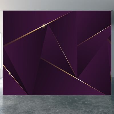 3D Purple Triangles Wall Mural Wallpaper Wall Art Peel & Stick Self Adhesive Decor Textured Large Wall Art Print