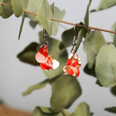 Boucles d'oreilles origami - Couple de papillons rouges