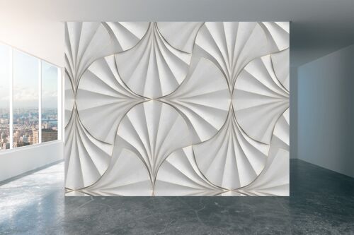 Shell-Shaped Panels Wall Mural Wallpaper Wall Art Peel & Stick Self Adhesive Decor Textured Large Wall Art Print