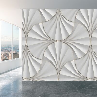 Shell-Shaped Panels Wall Mural Wallpaper Wall Art Peel & Stick Self Adhesive Decor Textured Large Wall Art Print