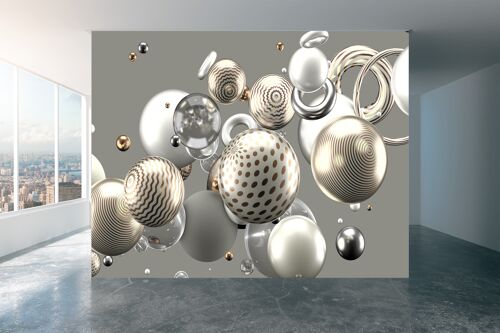 Background with 3d Balls Wall Mural Wallpaper Wall Art Peel & Stick Self Adhesive Decor Textured Large Wall Art Print