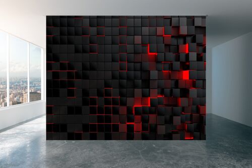 Black and Red Squares Wall Mural Wallpaper Wall Art Peel & Stick Self Adhesive Decor Textured Large Wall Art Print