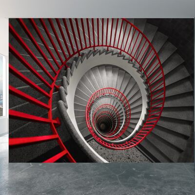 Spiral Staircase in an Old Building Wall Mural Wallpaper Wall Art Peel & Stick Self Adhesive Decor Textured Large Wall Art Print