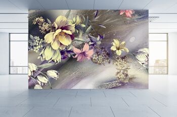 Floral Bouqet Wall Mural Papier Peint Wall Art Peel & Stick Décor Auto-Adhésif Texturé Grand Mur Art Print 2