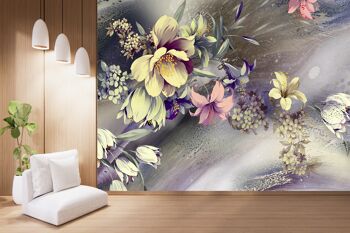 Floral Bouqet Wall Mural Papier Peint Wall Art Peel & Stick Décor Auto-Adhésif Texturé Grand Mur Art Print 5