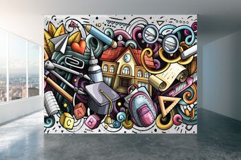 Abstrait Grafiti Style Papier Peint Papier Peint Mur Art Peel & Stick Décor Auto-Adhésif Texturé Grand Mur Art Print 1