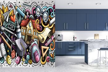 Abstrait Grafiti Style Papier Peint Papier Peint Mur Art Peel & Stick Décor Auto-Adhésif Texturé Grand Mur Art Print 6