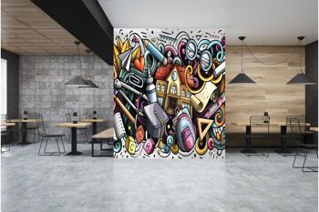 Abstrait Grafiti Style Papier Peint Papier Peint Mur Art Peel & Stick Décor Auto-Adhésif Texturé Grand Mur Art Print 9