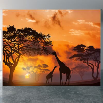 Affrican Giraffe Scene Wall Mural Wallpaper Wall Art Peel & Stick Self Adhesive Decor Textured Large Wall Art Print