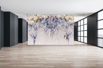 Branches de lilas sur le fond gris papier peint mural Art mural Peel & Stick décor auto-adhésif texturé grand mur Art Print 4