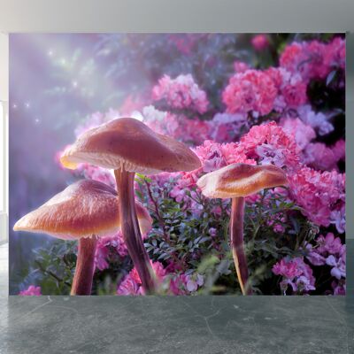 Magical Fantasy Mushrooms Wall Mural Wallpaper Wall Art Peel & Stick Self Adhesive Decor Textured Large Wall Art Print