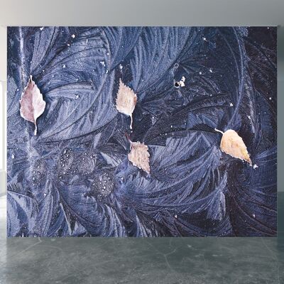 Gelo e foglie Carta da parati Carta da parati Wall Art Peel & Stick Decorazione autoadesiva Tessuto grande stampa artistica da parete