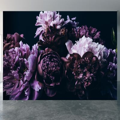 Violette Pfingstrosen-Blumenstrauß-Wandbild, Tapete, Wandkunst, abziehen und aufkleben, selbstklebendes Dekor, strukturierter großer Wandkunstdruck