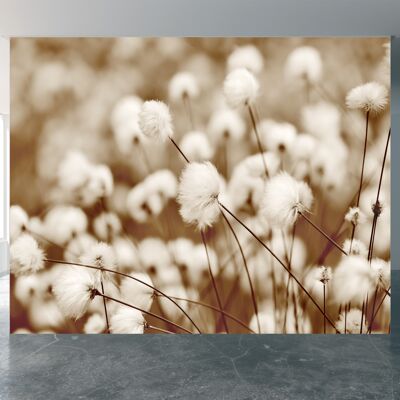 Blooming Cotton Grass Wall Mural Wallpaper Wall Art Peel & Stick Self Adhesive Decor Textured Large Wall Art Print