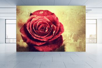 Fond vintage avec papier peint mural Rose rouge Wall Art Peel & Stick décor auto-adhésif texturé grand mur Art Print 2