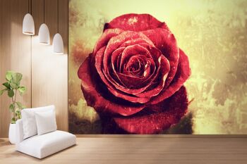 Fond vintage avec papier peint mural Rose rouge Wall Art Peel & Stick décor auto-adhésif texturé grand mur Art Print 5