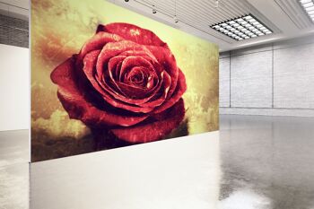 Fond vintage avec papier peint mural Rose rouge Wall Art Peel & Stick décor auto-adhésif texturé grand mur Art Print 10