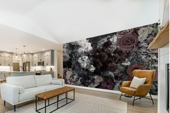 Dark Florals Wall Mural Wallpaper Wall Art Peel & Stick Décor auto-adhésif Texturé Grand mur Art Print 3