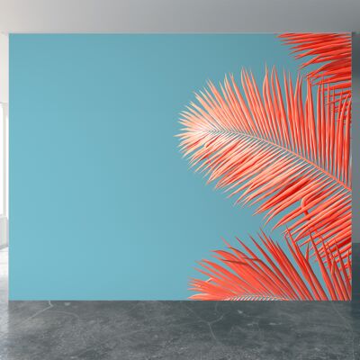 Coral Palm Wall Mural Wallpaper Wall Art Peel & Stick Decoración autoadhesiva Textured Large Wall Art Print