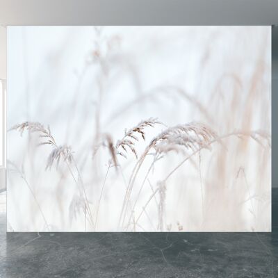 Frost Covered Grass Wall Mural Wallpaper Wall Art Peel & Stick Self Adhesive Decor Textured Large Wall Art Print