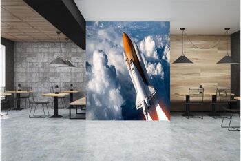 Navette spatiale dans les nuages papier peint mural Art mural Peel & Stick décor auto-adhésif texturé grand mur Art Print 9