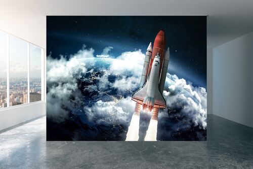 Space Shuttle in the Space Wall Mural Wallpaper Wall Art Peel & Stick Self Adhesive Decor Textured Large Wall Art Print