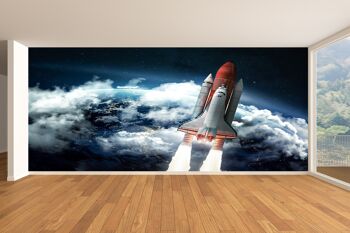 Navette spatiale dans l'espace papier peint mural Art mural Peel & Stick décor auto-adhésif texturé grand mur Art Print 7