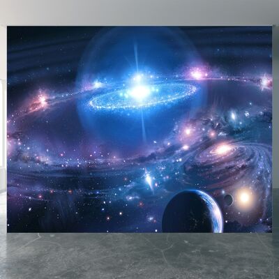 Galaxy in Deep Space Carta da parati Carta da parati Wall Art Peel & Stick Decorazione autoadesiva Tessuto grande Wall Art Print 1