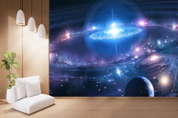 Galaxie dans l'espace profond papier peint mural Art mural Peel & Stick décor auto-adhésif texturé grand mur Art impression 1 5