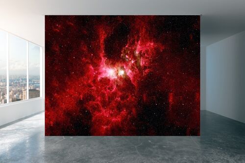 Red Galaxy in Deep Space Wall Mural Wallpaper Wall Art Peel & Stick Self Adhesive Decor Textured Large Wall Art Print