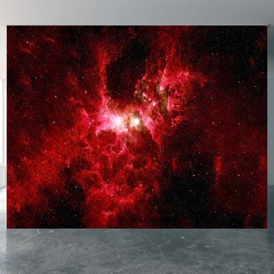Carta da parati con galassia rossa nello spazio profondo Carta da parati Wall Art Peel & Stick Decorazione autoadesiva Tessuto grande stampa artistica da parete